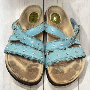 Women's 39 Betula By Birkenstocks Sandals Size 8 Blue Bling Adjustable Straps